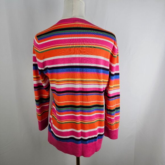 Talbots Cardigan Medium Striped Multicolor Button-Up Sweater Colorful Rainbow - Picture 3 of 9